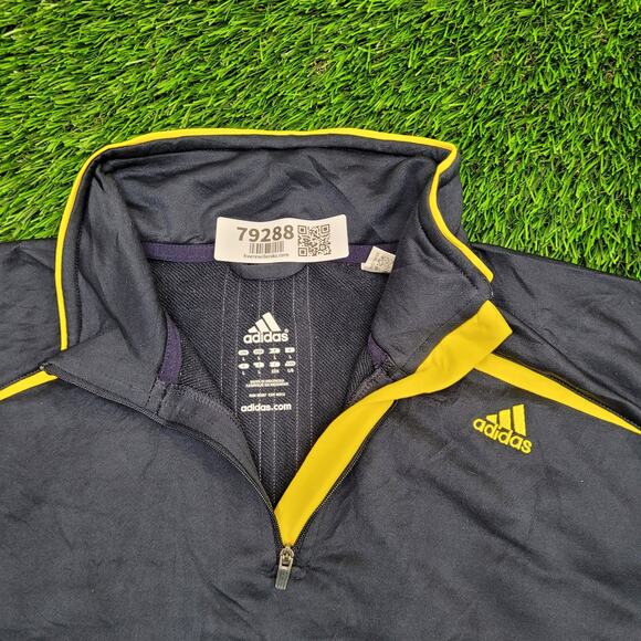 ADIDAS Quarter Zip Track Jacket Large 22x28 Blue Yellow - Picture 14 of 16
